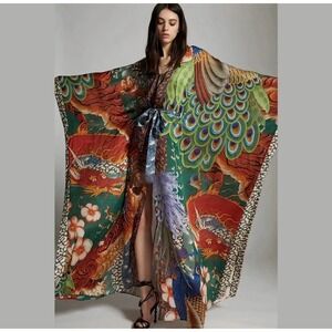 👉 NEW Boho Chic Floral Kimono Pink Maxi Duster Jacket Beach Coverup Robe P…85